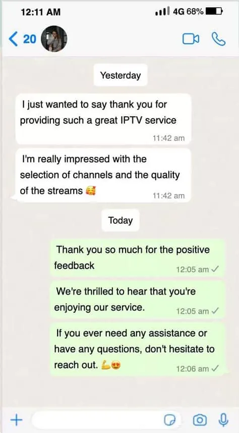 IPPlayTV customer review on WhatsApp 9