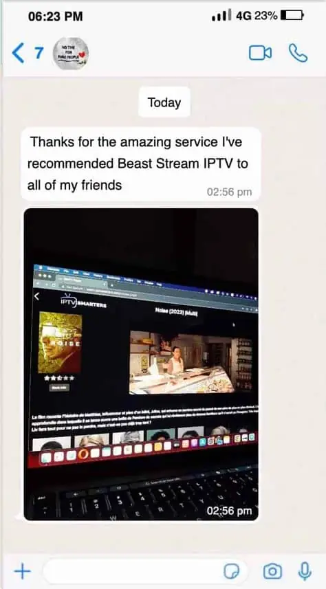 IPPlayTV customer review on WhatsApp 5
