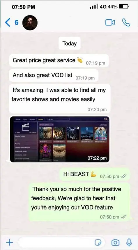 IPPlayTV customer review on WhatsApp 6