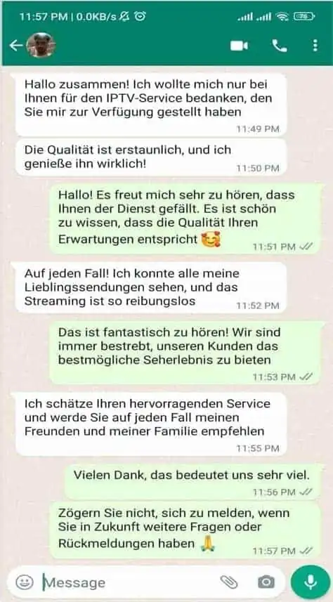 IPPlayTV customer review on WhatsApp 8